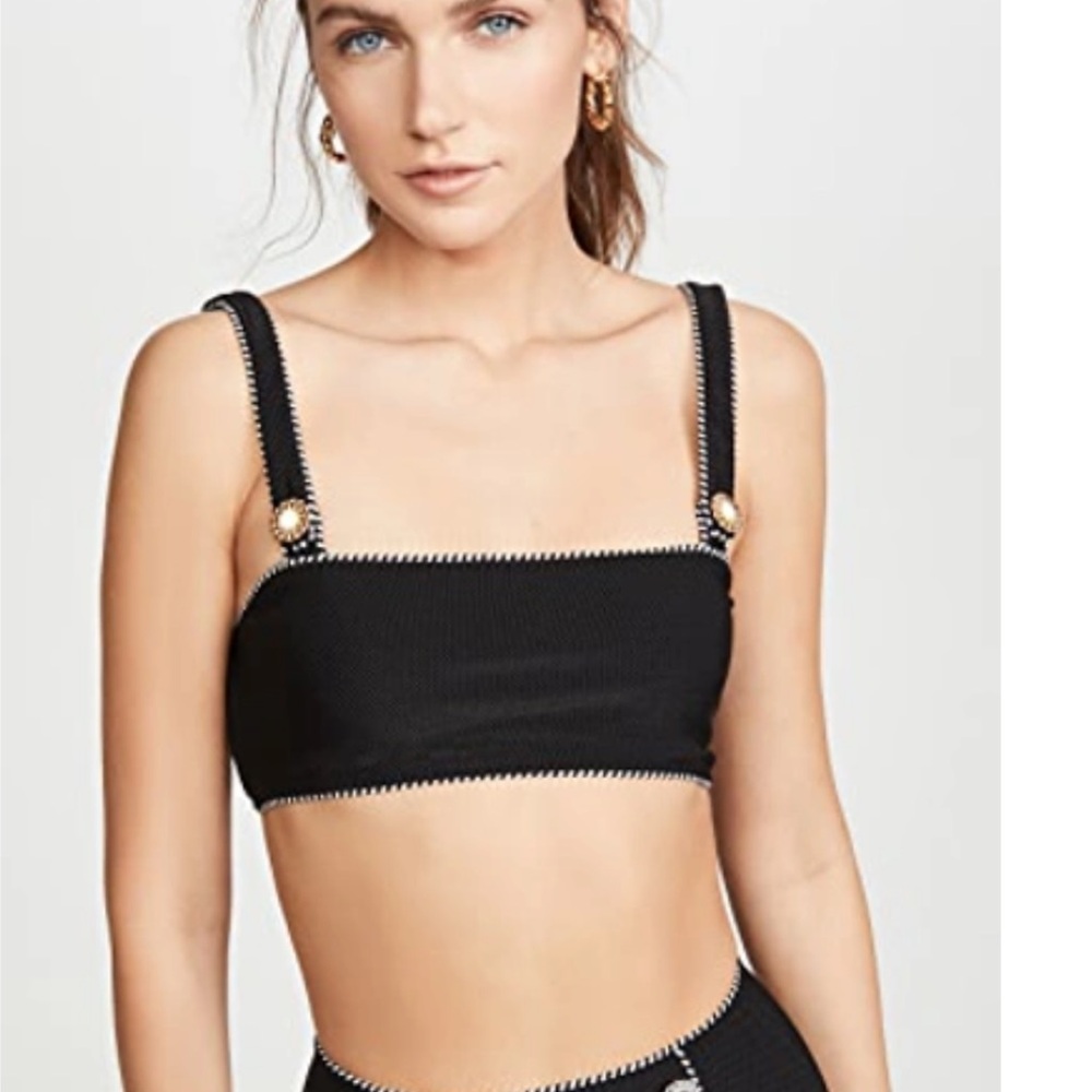 Jonathan Simkhai piped luxe squared neck swim top